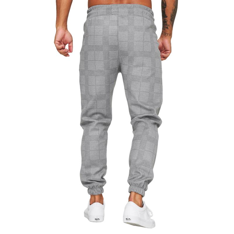 Men's Checkered Print Casual Elastic Trousers 72166149X
