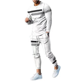 Men's Sports Casual Crew Neck Pullover Sweatshirt and Trousers Set 30423543F