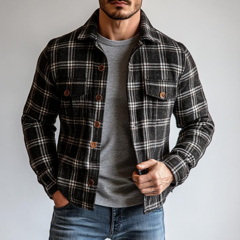 Men's Vintage Check Single Breasted Thin Jacket 10836065Y