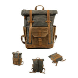 Men's Vintage Contrast Waterproof Canvas Multi-Pocket Backpack 05291124Y