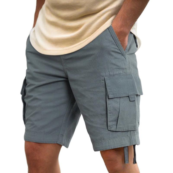 Men's Solid Multi-pocket Straight Cargo Shorts 06468989Z