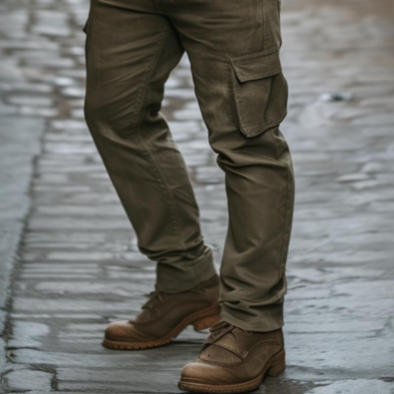 Men's Retro Casual Slim Fit Multi-Pocket Cargo Pants 06751878K