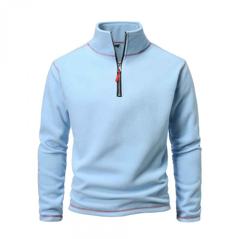 Men's Solid Polar Fleece Half Zip Neck Long Sleeve Outdoor Casual Sweatshirt 26479966Z