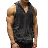 Men's Casual Outdoor Sports Hooded Pocket Tank Top 18889570TO