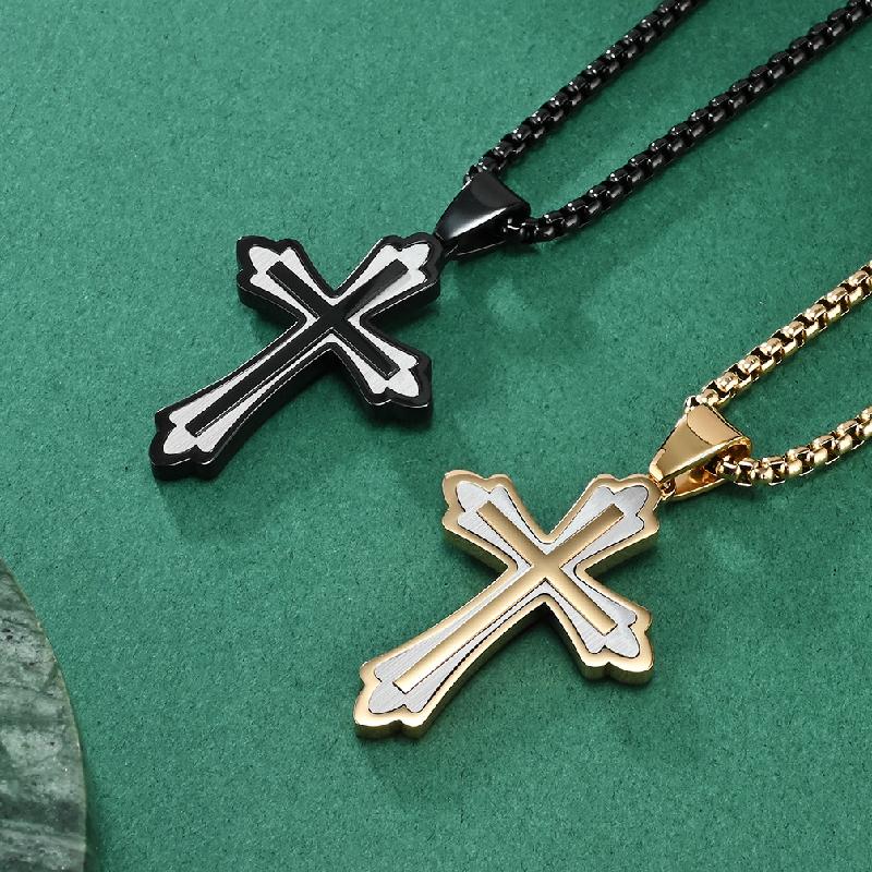 Retro Casual Color Matching Cross Necklace 27329294TO