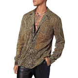 Men's See-through Lapel Long-sleeved Shirt 73080091U