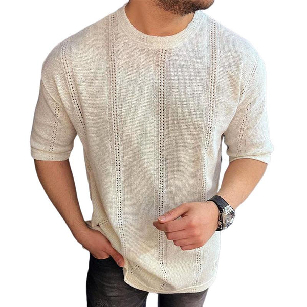 Men's Knitted Solid Color Round Neck Long Sleeve Sweater 29625513X