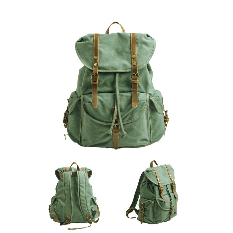 Men's Retro Outdoor Large Capacity Multi-Pocket Canvas Backpack 33759989Y