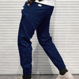 Men's Solid Elastic Waist Casual Cargo Pants 37392660Z