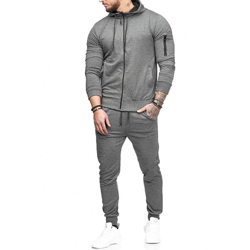 Men's Casual Sports Hooded Sweatshirt and Sweatpants Set 30695619F