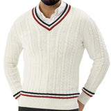 Men's Colorblock V-neck Long Sleeve Knit Sweater 82590963X