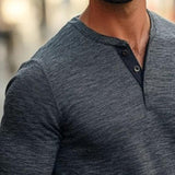 Men's Vintage Casual Henley Collar Striped Long Sleeve T-Shirt 23550541TO