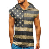 Men's Flag Printed Sports Sleeveless Hooded Tank Top 38232851Y