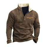 Men's Vintage Zipper Stand Collar Loose Pullover Sweatshirt 57415293M