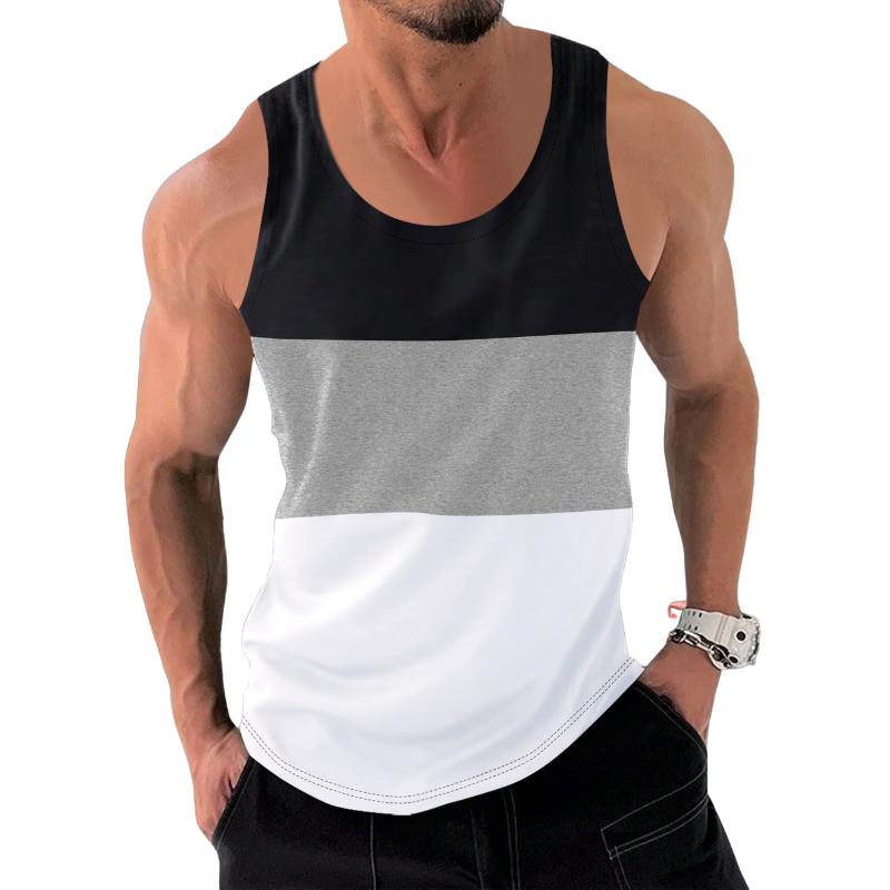 Men's Casual Loose Color Block Sports Tank Top 22540641M