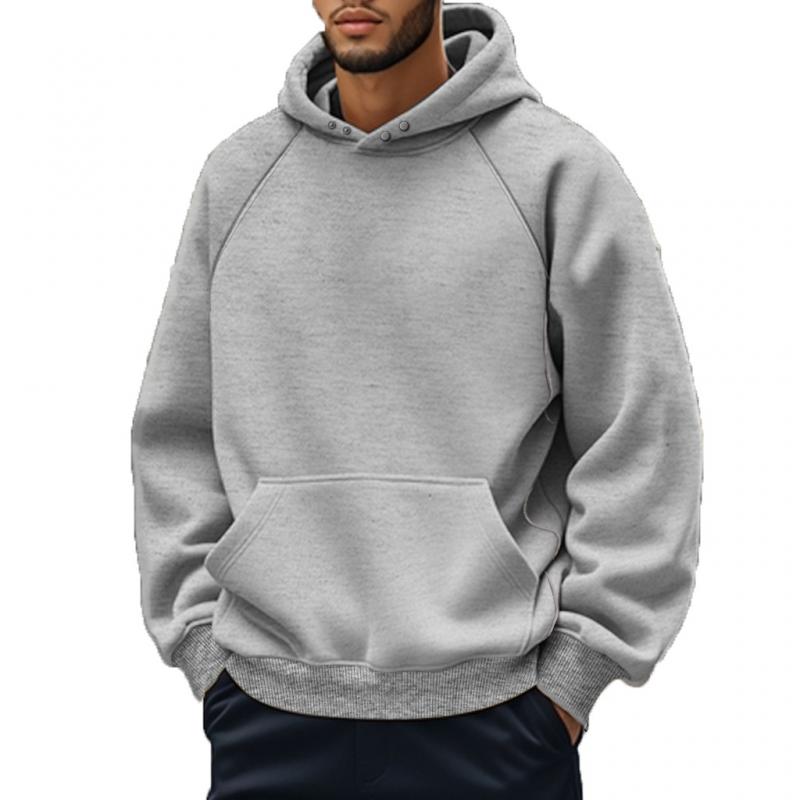 Men's Casual Kangaroo Pocket Fleece Loose Hoodie 57825880M