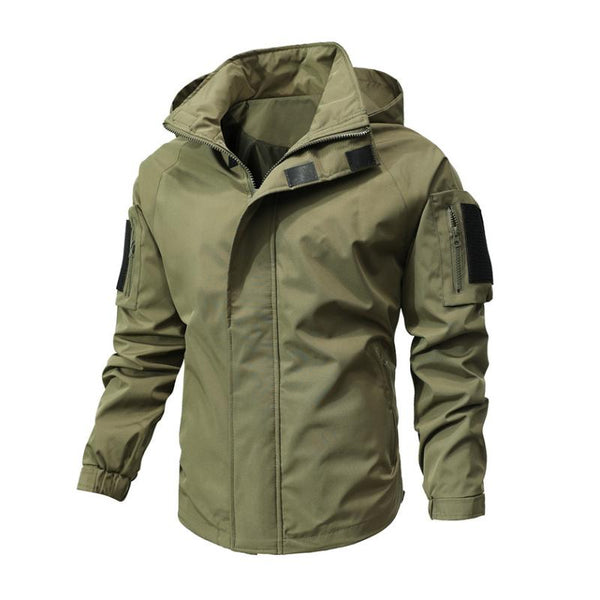 Men's Casual Stand Collar Zip Hooded Slim Fit Outdoor Jacket 55279364M