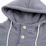 Men's Casual Solid Color Button Hooded Sweatshirt 42620421Y