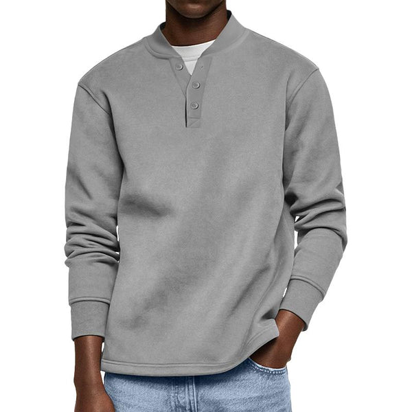 Men's Solid Henley Long Sleeve Sweatshirt 16949152Y