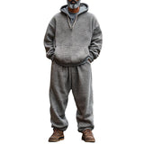 Men's Classic Casual Waffle Hooded Sweatshirt and Casual Pants Two-piece Set 70105652F