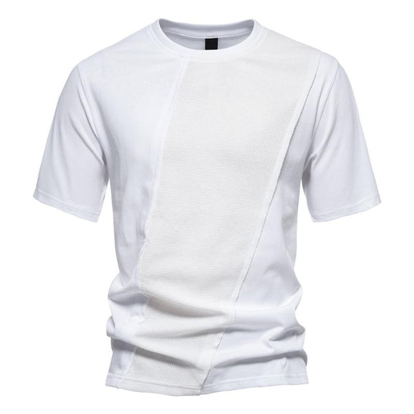 Men's Solid Stitching Round Neck Short Sleeve Casual T-shirt 70384068Z