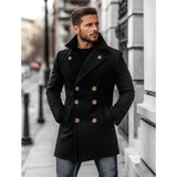 Men's Vintage Wool Double-Breasted Mid-Length Coat 69777118Y