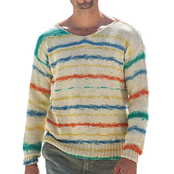 Men's Multicolor Line V-neck Knit Sweater 67181308U