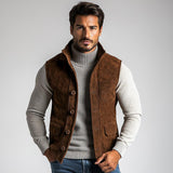 Men's Vintage Suede Multi-Pocket Single Breasted Vest 82524920Y