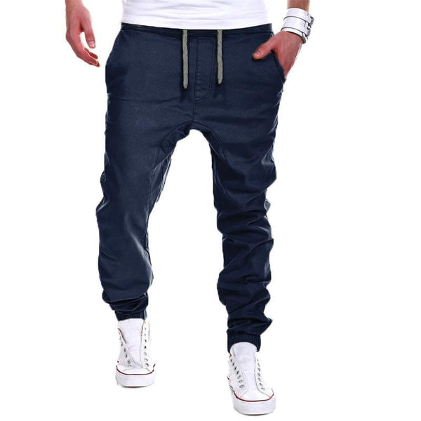 Men's Solid Loose Drawstring Elastic Waist Cargo Casual Trousers 39729459Z