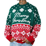 Men's Casual Christmas Contrast Jacquard Crew Neck Knit Sweater 45650789M