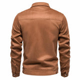 Men's Solid Color Suede Lapel Long Sleeve Zipper Jacket 08354140Z