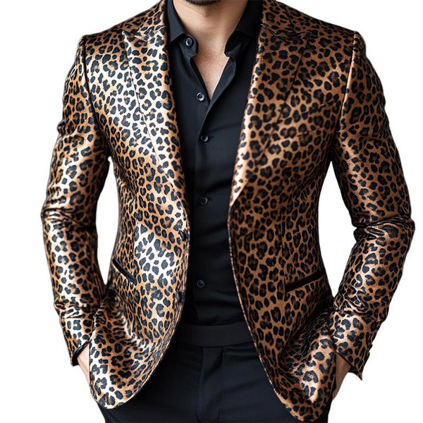 Men's Vintage Casual Leopard Print Single Breasted Blazer 54775174TO