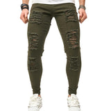 Men's Ripped Solid Color Skinny Jeans 70020921X