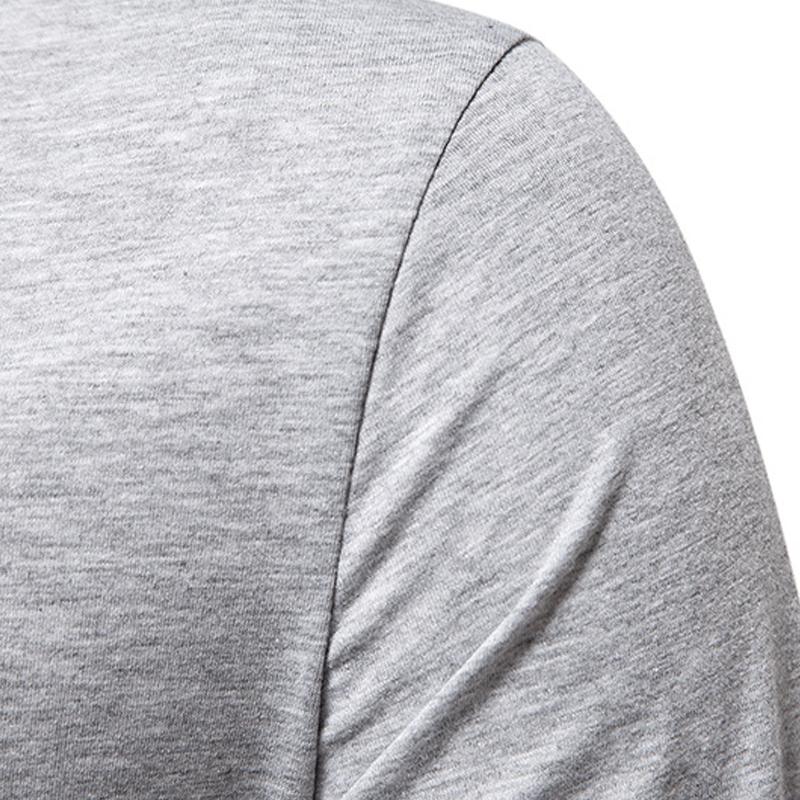 T-shirt décontracté à manches longues et col Henley uni pour hommes 52904398Z