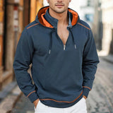 Men's Colorblock Zipper Stand Collar Long Sleeve Hooded Sweatshirt 29854312Y