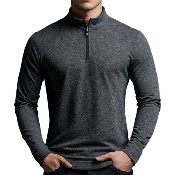 Men's Classic Casual Stand Collar Zipper Long Sleeve Polo Shirt 43469176K