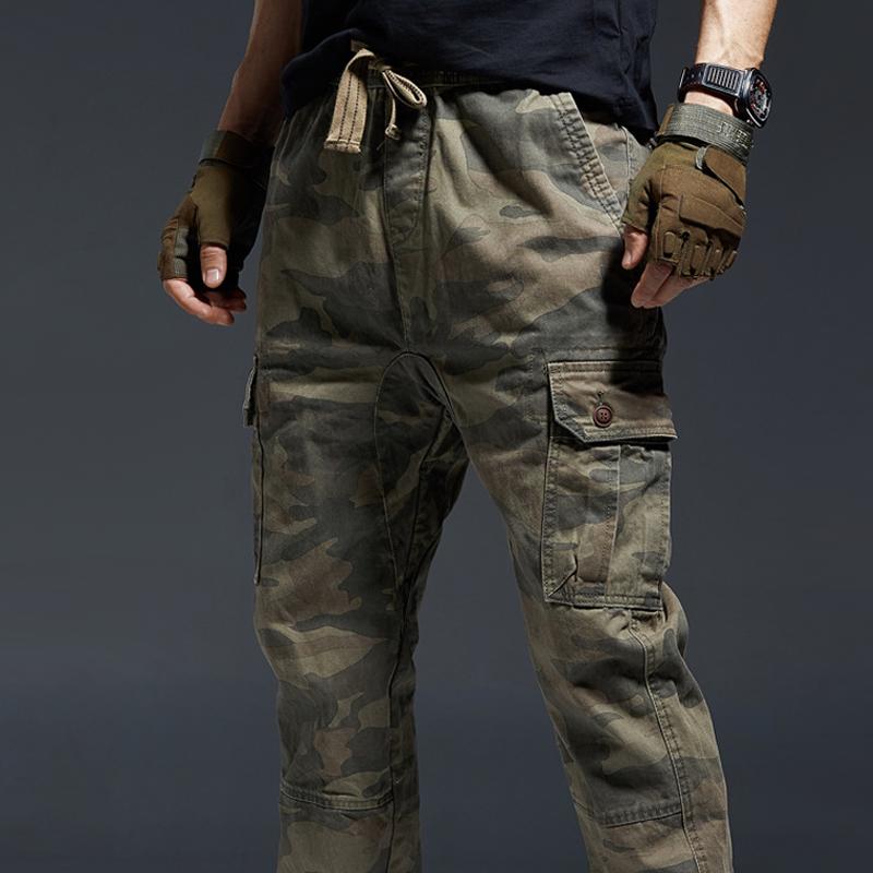 Men's Camouflage Elastic Waist Multi-pocket Cargo Pants 66436778Z