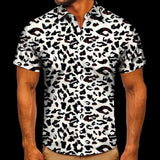 Men's Leopard Graphic Lapel Short Sleeve Casual Shirt 64606141Z