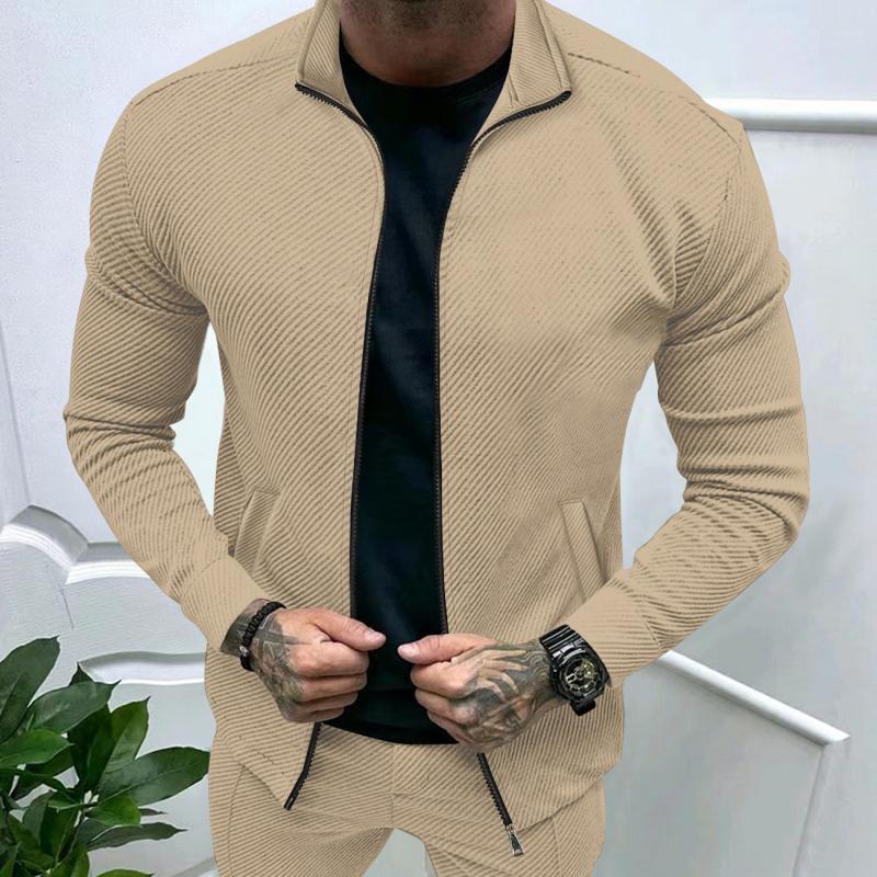 Giacca da uomo tinta unita con risvolto e cerniera a maniche lunghe 63154141Z