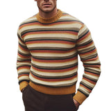 Men's Casual Striped Crew Neck Sweater 10677375F