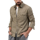 Men's Classic Casual Multi-Pocket Long Sleeve Work Shirt 34208605K