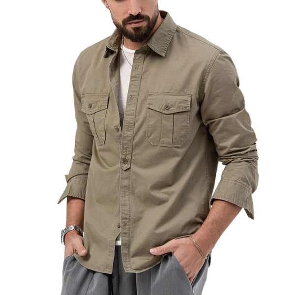 Men's Classic Casual Multi-Pocket Long Sleeve Work Shirt 34208605K