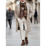 Men's Retro Plaid Printed Woolen Mid-Length Coat 27088572Y