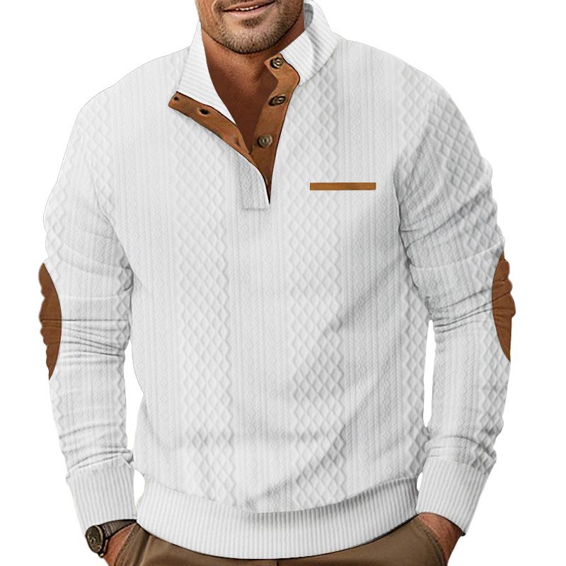 Men's Outdoor Jacquard Casual Stand Collar Long Sleeve Sweatshirt 50047325X