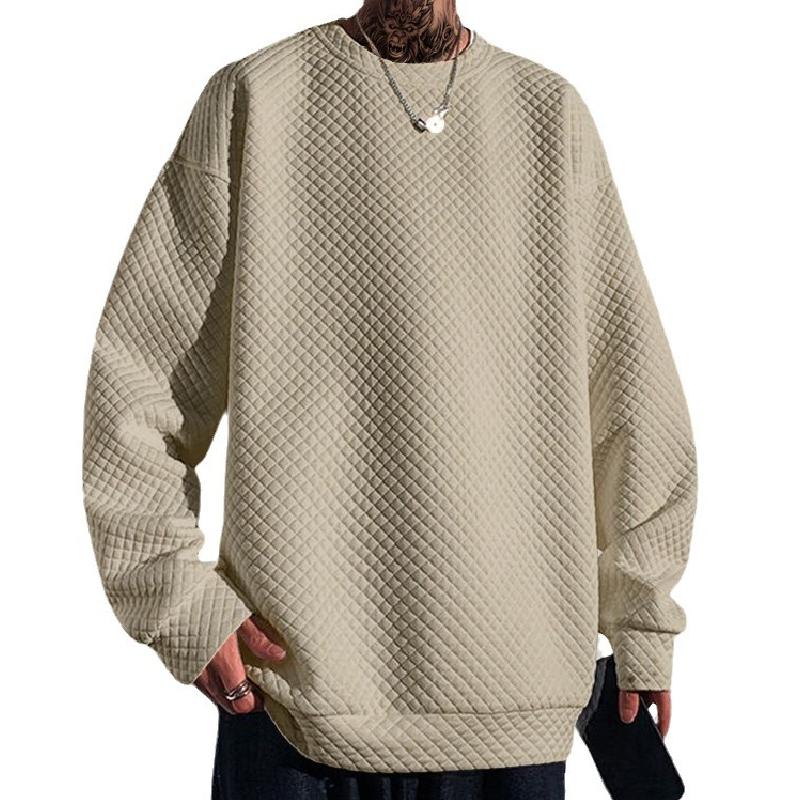 Men's Classic Crew Neck Waffle Long Sleeve Sweatshirt 32867439F