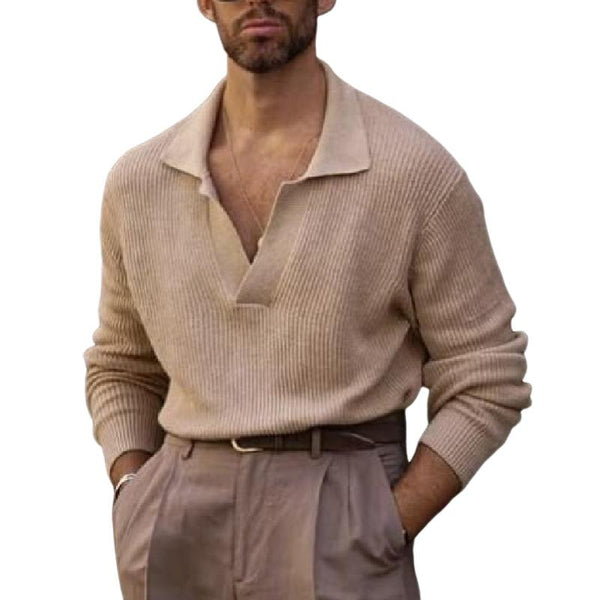 Men's Casual Fashionable V-neck Long-sleeved Knitted Sweater 07969515K