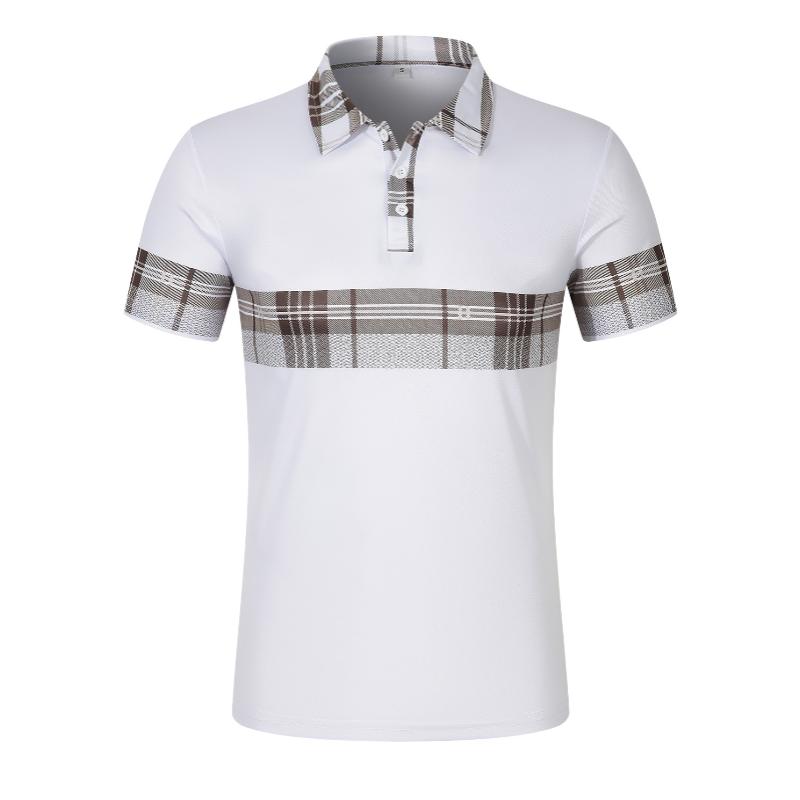 Men's Plaid Colorblock Short-Sleeved Polo Shirt 47549279Y