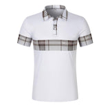 Men's Plaid Colorblock Short-Sleeved Polo Shirt 47549279Y