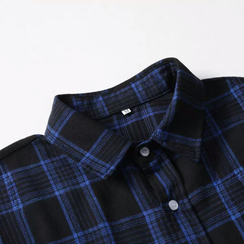 Men's Casual Brushed Plaid Long Sleeve Shirt 61107633Y