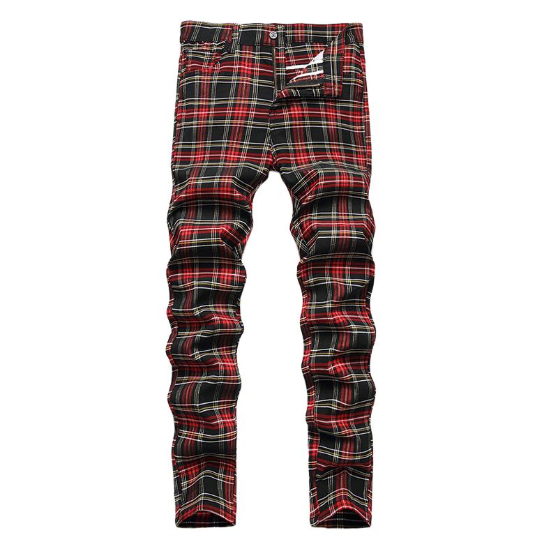 Pantalones casuales de cuadros elásticos para hombre 43205160X